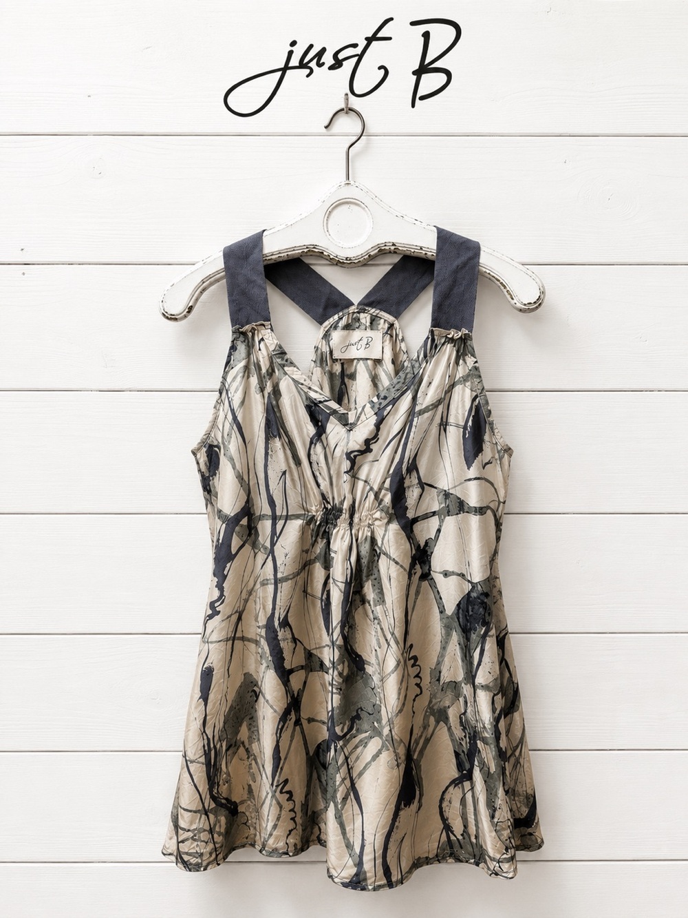 JUST B. Silk Abstract Print Y2K Cami Top Size 36